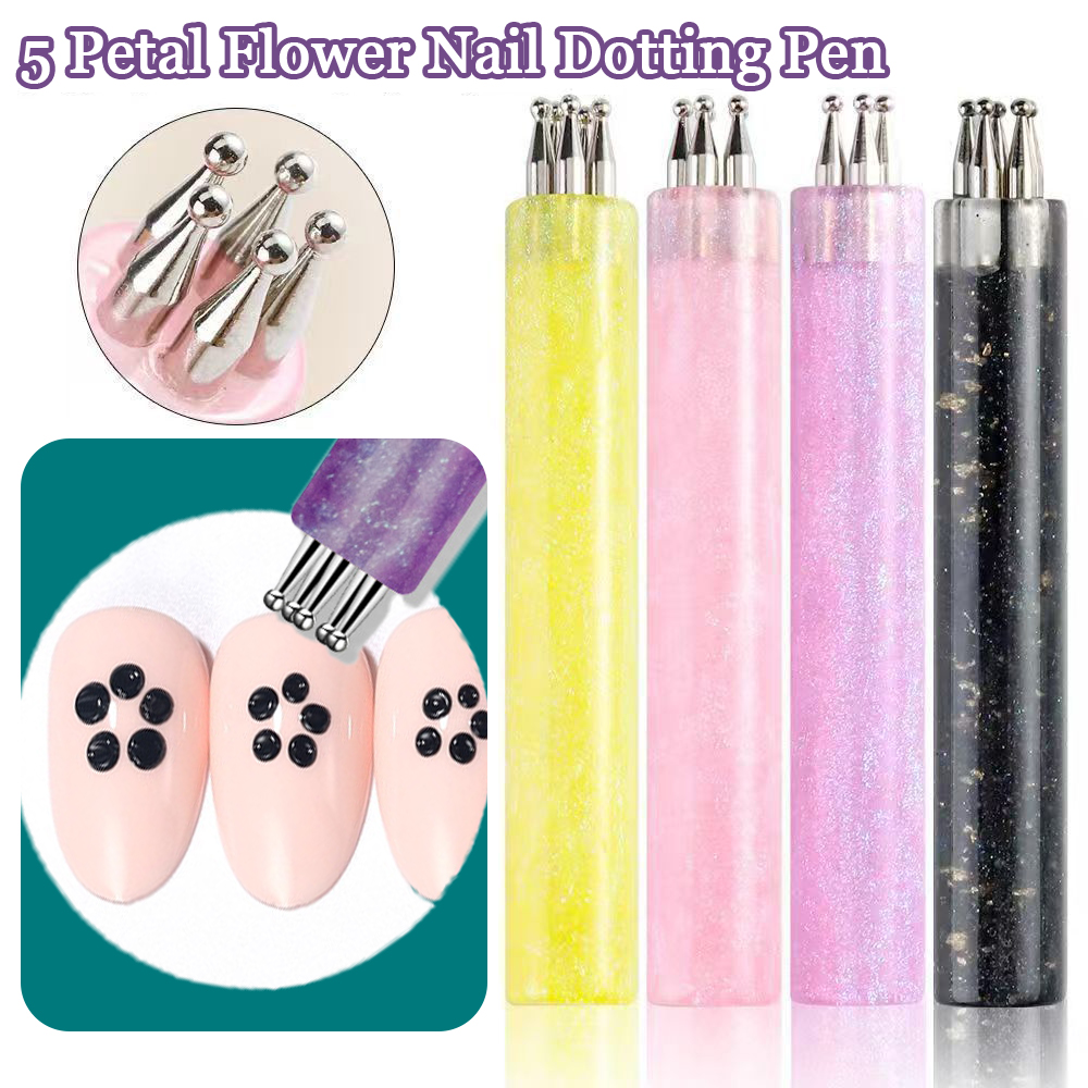Nail Art One Stroke - 5 Petal Flower Nail Dotting Pen,