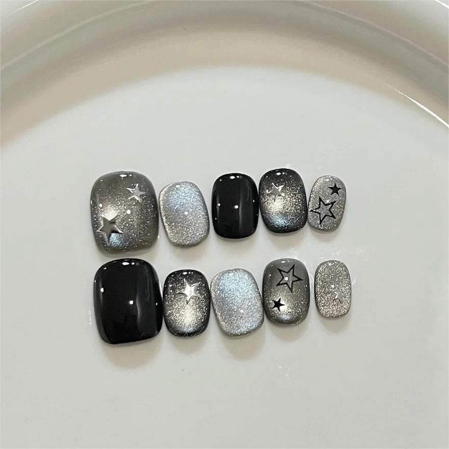10pcs Black Cute Cat Handmade  - đánh giá và giá Nail Art Glossy