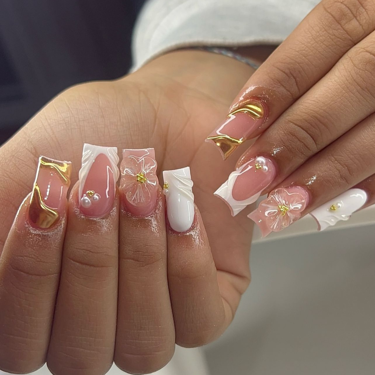 24pcs Wearable Square Press on - đánh giá và giá Nail Art Flower