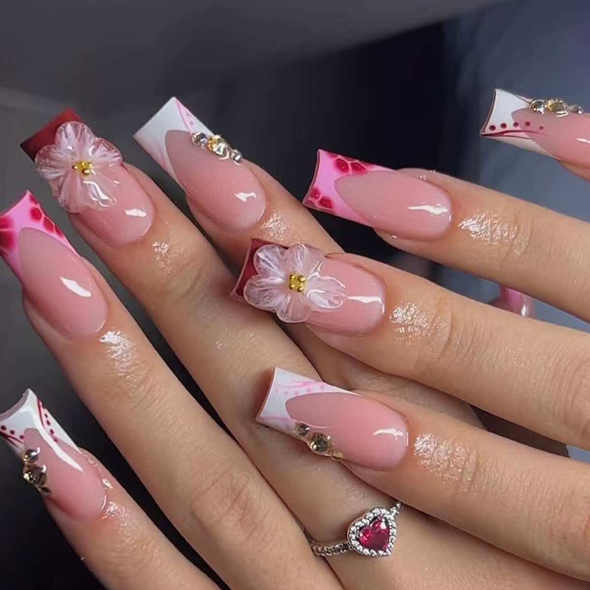24pcs Wearable Square Press on - đánh giá và giá Nail Art Flower