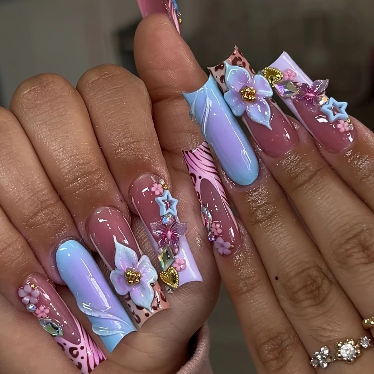 24pcs Wearable Square Press on - đánh giá và giá Nail Art Flower