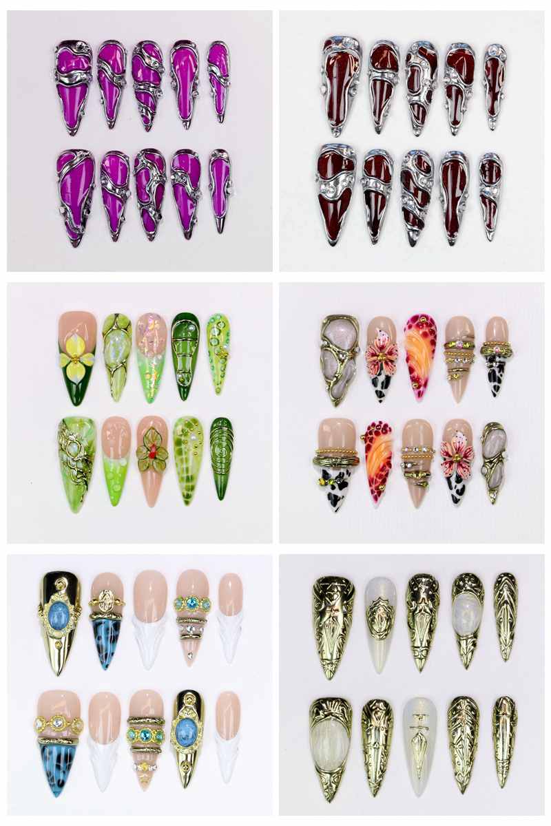 10Pcs Long Stiletto Press-On N - đánh giá và giá Nail Art Glossy
