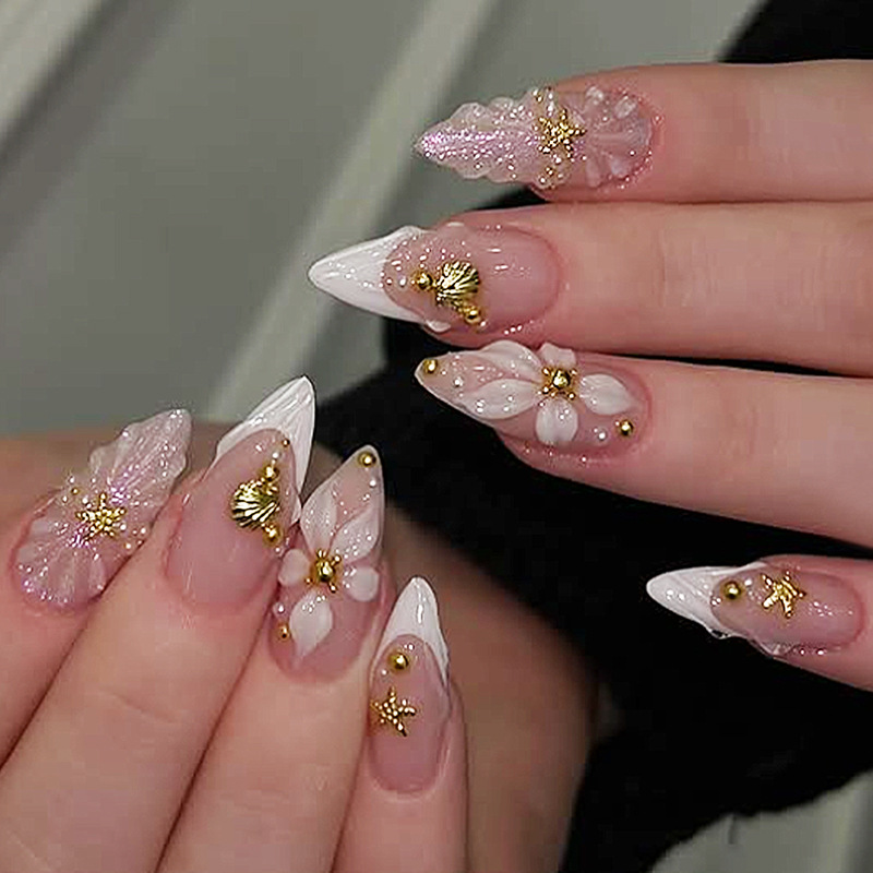 24pcs Finished Almond Press on - đánh giá và giá Nail Art Flower