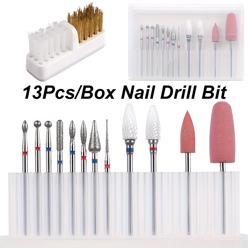 13PCS Nail Drill Bit Set 3/32  - đánh giá và giá Nail Art Brush Set