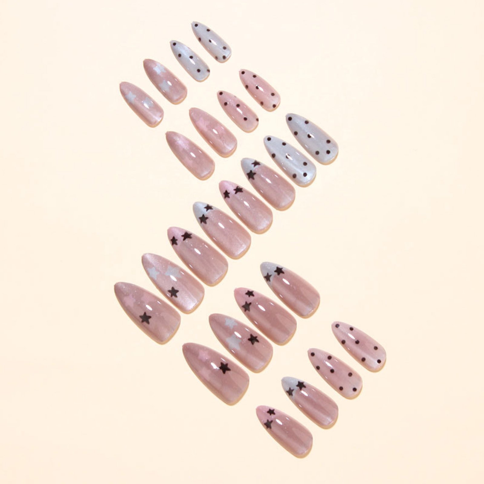 Nude Pink Almond Nails Press O - đánh giá và giá Nail Art Glossy