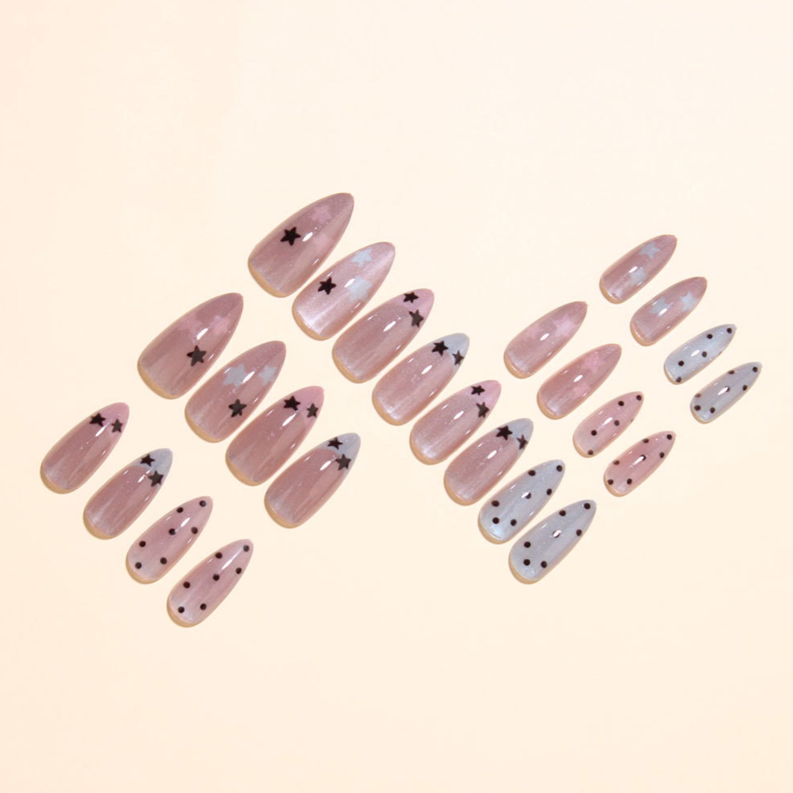 Nude Pink Almond Nails Press O - đánh giá và giá Nail Art Glossy