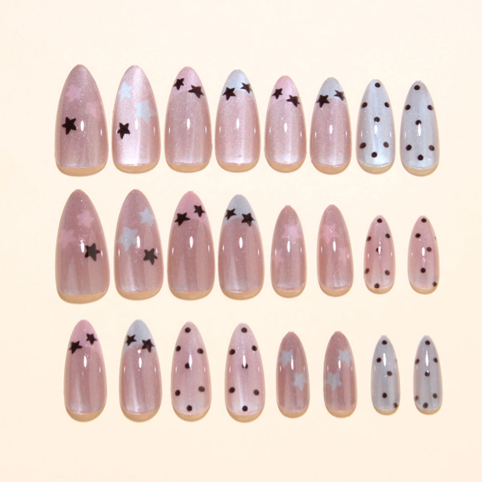 Nude Pink Almond Nails Press O - đánh giá và giá Nail Art Glossy